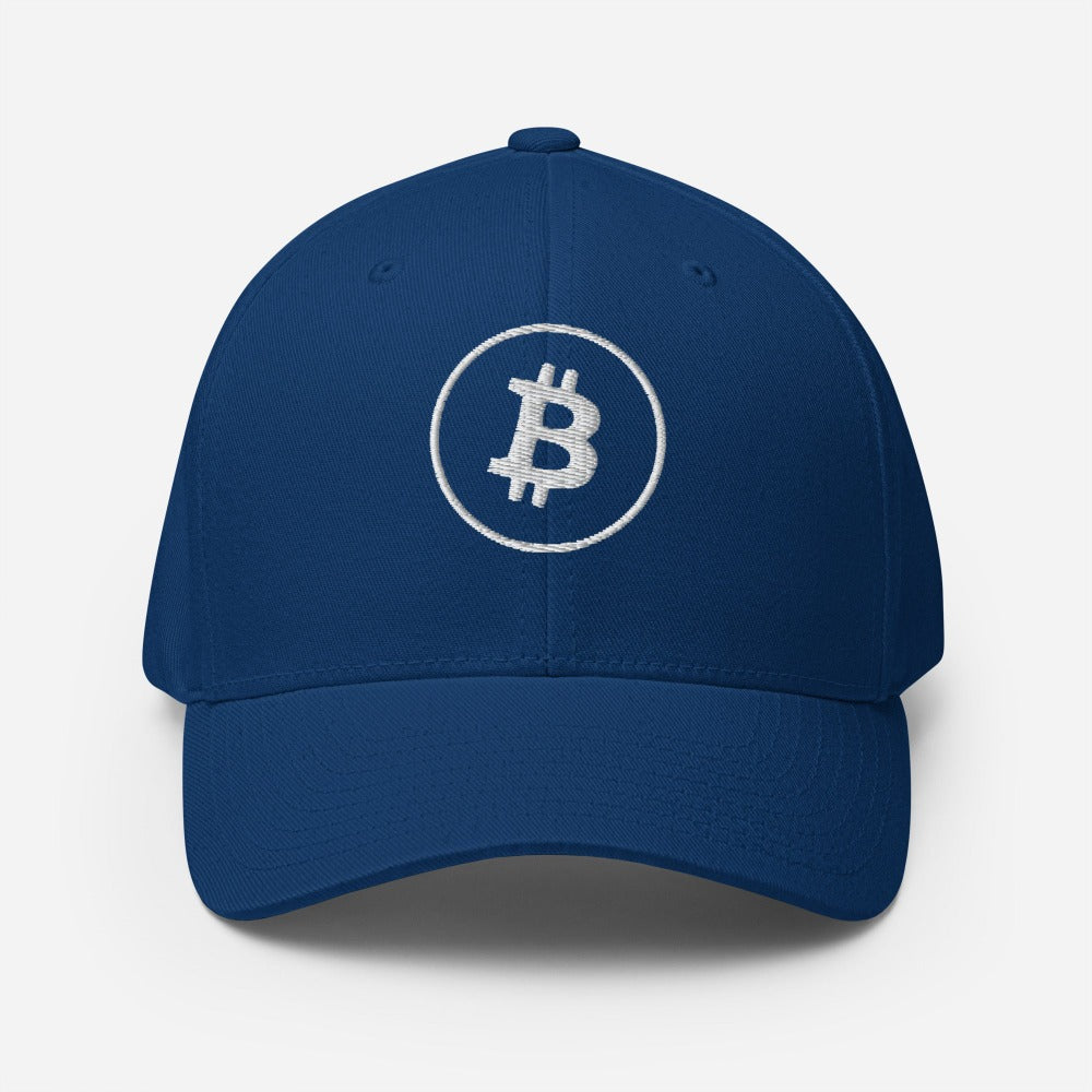 a bit swagg bitcoin stenciled flexfit hat in royal blue