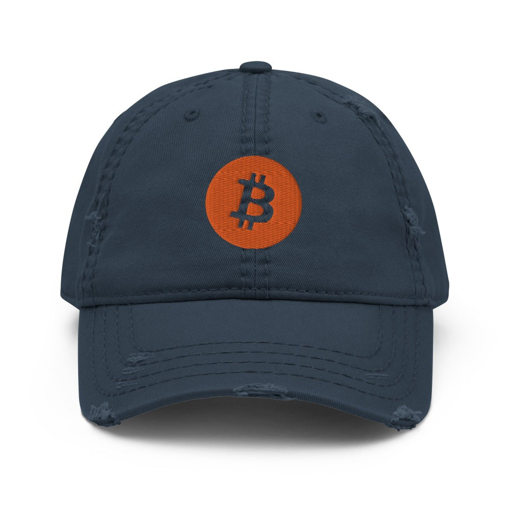 a bit swagg solid bitcoin distressed cap in navy