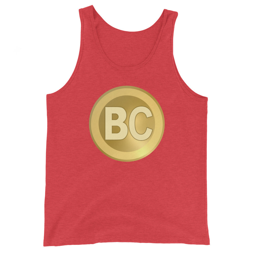 a bit swagg bitcoin 2009 logo tank in a red triblend