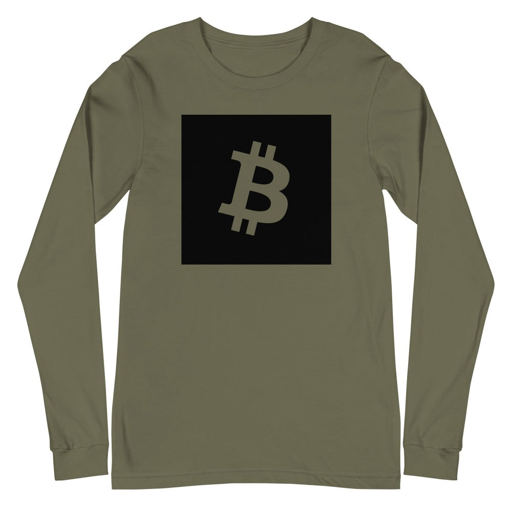 a bit swagg bitcoin square logo long sleeve in military green