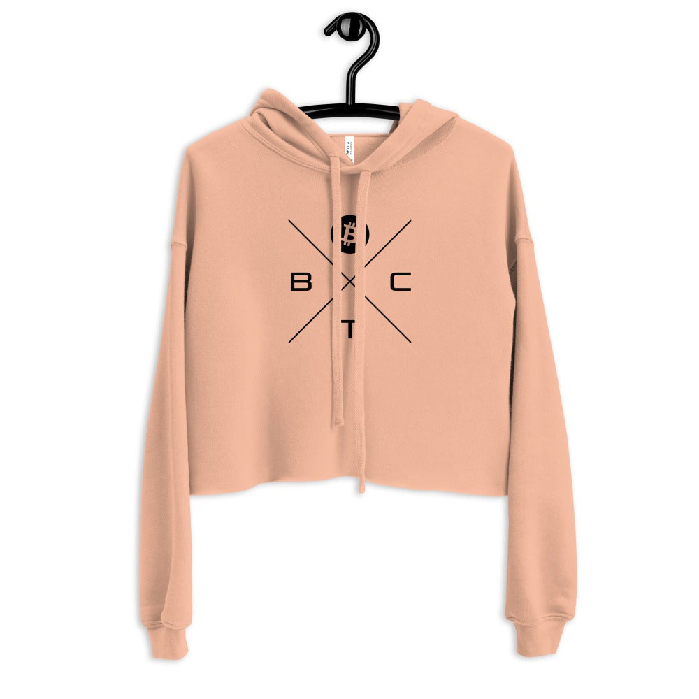 a bit swagg bitcoin x-mark cropped hoodie in peach