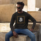 a cool man wearing a bit swagg bitcoin vertices long sleeve in black heather