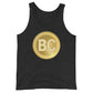 a bit swagg bitcoin 2009 logo tank in a charcoal black triblend
