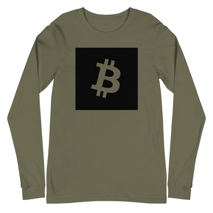 a bit swagg bitcoin square logo long sleeve in military green